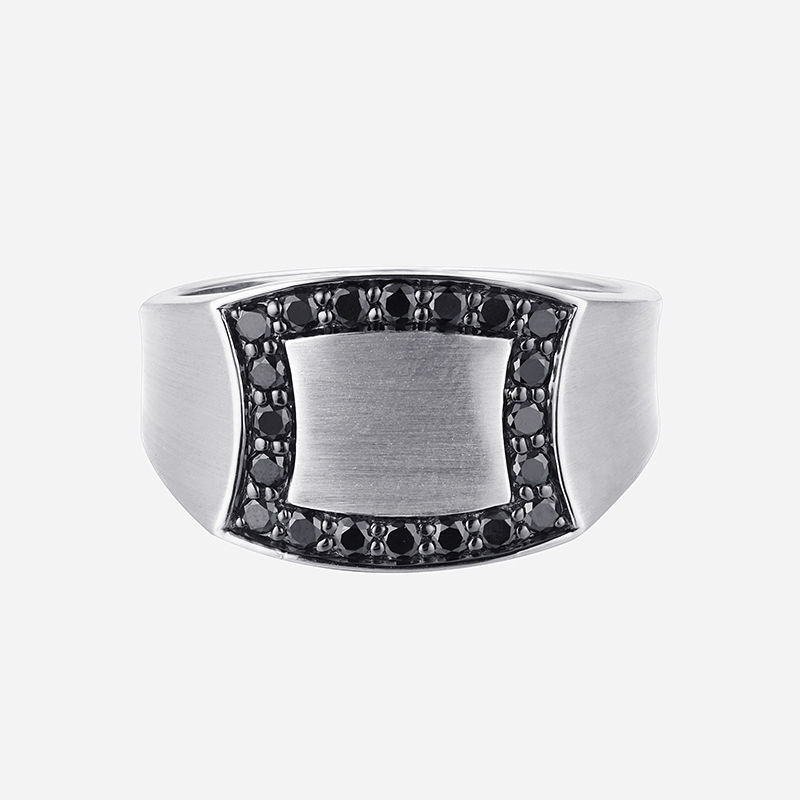 14K WHITE GOLD WITH BLACK DIAMOND RING-PETER LAM JEWELLERY LTD.